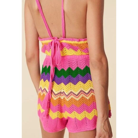 SPELL & THE GYPSY ZIGGY CROCHET ROMPER Rainbow Boho Retro Hippie Small New q16 - Picture 2 of 16